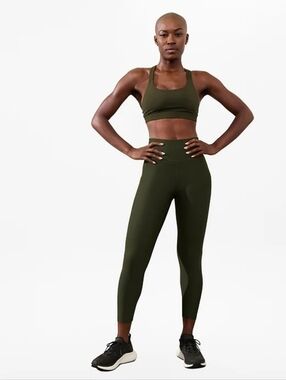 NWT Athleta Womens Olive Green Interval Stash 7/8 Tight Size M Medium